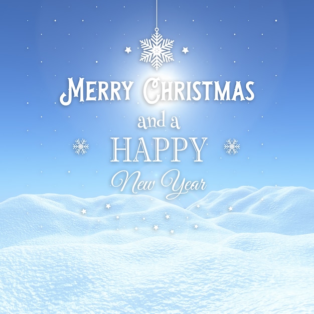 Fundo de natal 3d com paisagem de neve com texto decorativo Foto gratuita