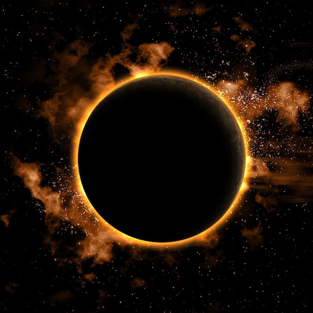 Fundo do espaço com planeta nebual e eclipsada Foto gratuita