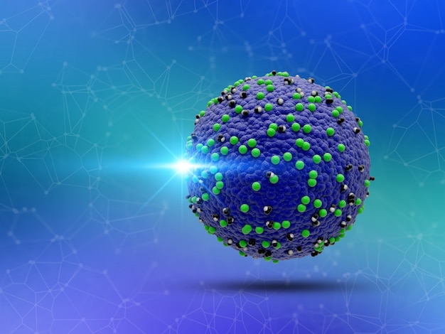 Fundo médico 3d com células de vírus do sarampo único Foto gratuita