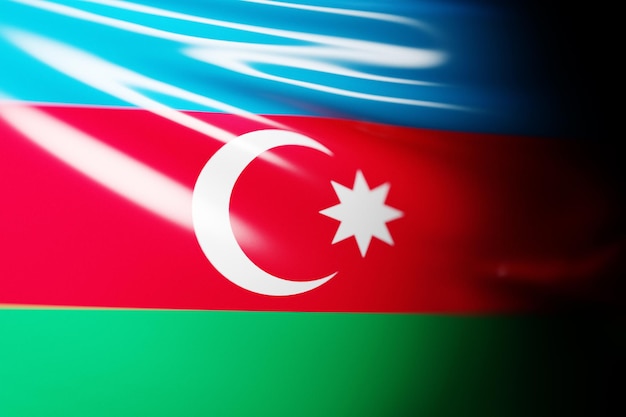 Ilustração 3d da bandeira nacional em desenvolvimento do azerbaijão