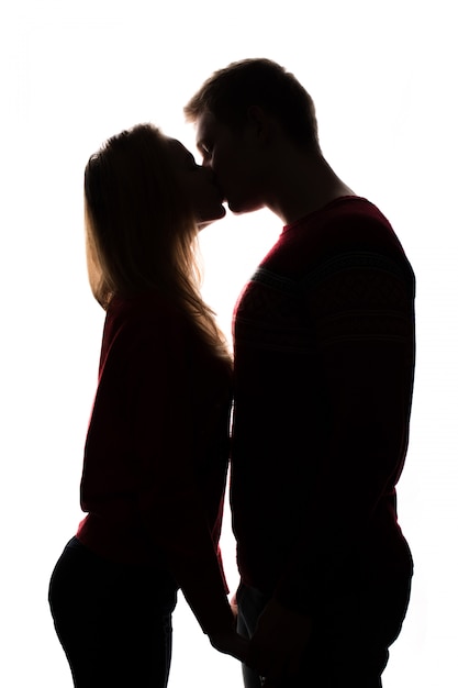 Jovem Casal Se Beijando Silhueta Isolada No Fundo Branco Conceito De São Valentim Foto Premium 9784
