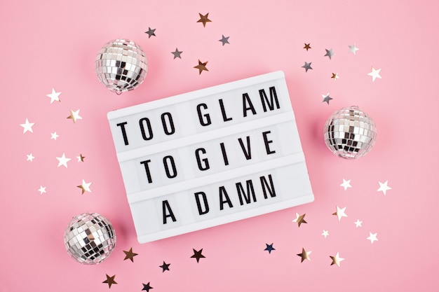 Lightbox com frase muito glam para dar a mínima Foto Premium