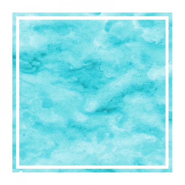Luz azul mão desenhada aquarela textura de quadro retangular com manchas Foto Premium
