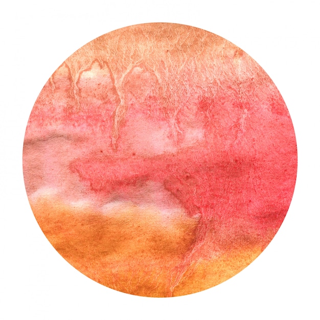 Mão amarela quente desenhada textura de fundo quadro aquarela circular com manchas Foto Premium