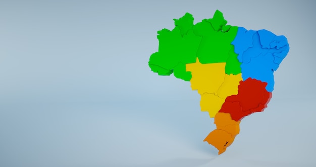 mapa colorido do brasil com estados e regiões foto premium