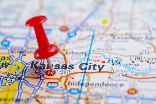 Mapa Da Cidade De Kansas City Am Rica Com Pino Vermelho Foto Premium