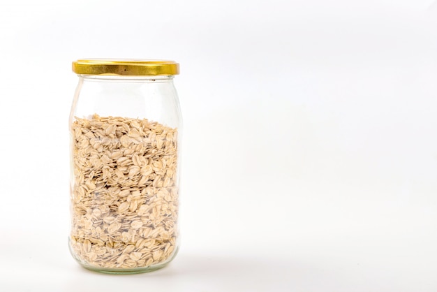 Mason jar preenchido com aveia. sem plástico, desperdício mínimo Foto Premium