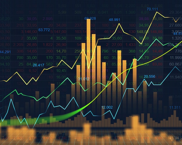 Mercado de ações ou forex trading gráfico no conceito gráfico Foto