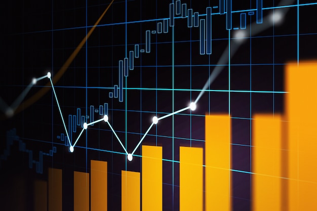 Mercado de ações ou forex trading gráfico no conceito gráfico Foto