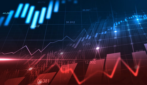Mercado de valores de acção ou gráfico de troca dos estrangeiros no conceito gráfico apropriado para o investimento financeiro ou a ideia econômica do negócio das tendências e todo o projeto de trabalho da arte. abstratos, finanças, fundo Foto Premium