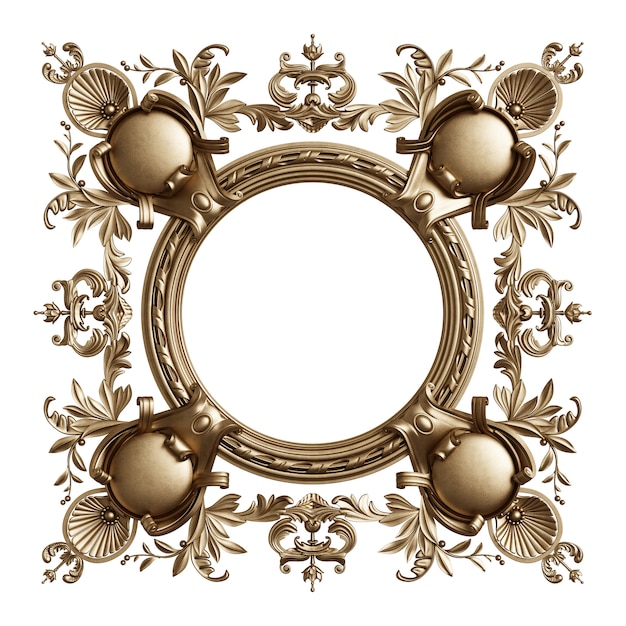 Moldura dourada clássica com decoração ornamento isolada no branco Foto Premium