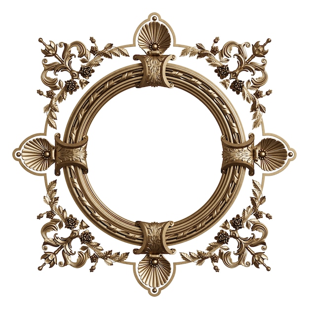 Moldura Dourada Clássica Com Decoração Ornamento Isolada No Branco