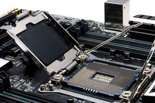 Nova placa-mãe poderosa com foco no soquete Foto Premium