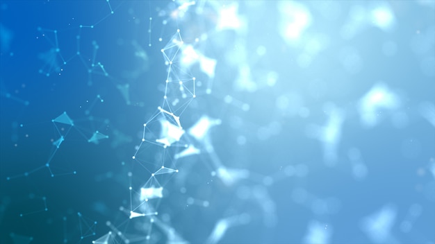 O fundo abstrato dot e conecta a linha para o futurista da tecnologia do cyber e o wireframe do conceito da conexão de rede Foto Premium
