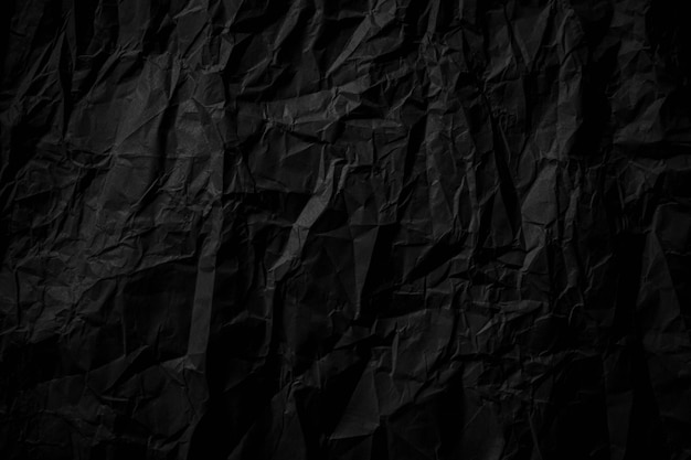 Papel Amassado Preto Escuro Fechar Textura Foto Premium