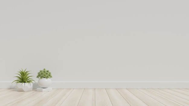 Quarto vazio branco com plantas no chão Foto Premium