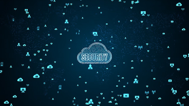 Secure digital cloud computing conceito de segurança cibernética Foto Premium