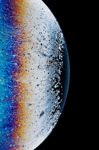 Semicírculo ensaboado extravagante incrível do fundo do sumário do teste padrão da água. modelo do espaço ou universo dos planetas cósmico. muito espaço para etiquetas publicitárias. Foto Premium