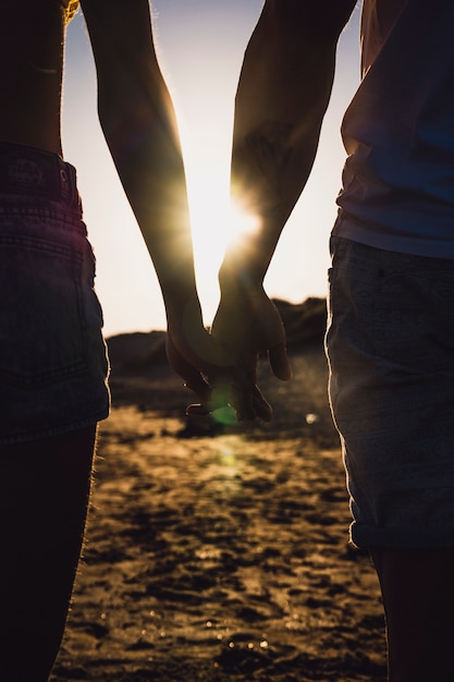 Silhueta De Casal De Mãos Dadas Na Praia Foto Grátis 9452