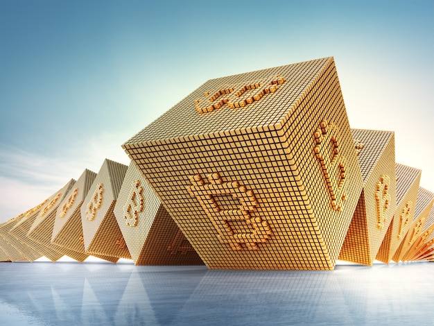 Símbolo de bitcoin no conceito de tecnologia e criptomoeda blockchain. Foto Premium