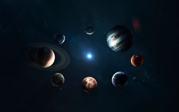 Sistema solar. símbolo da exploração espacial. Foto Premium