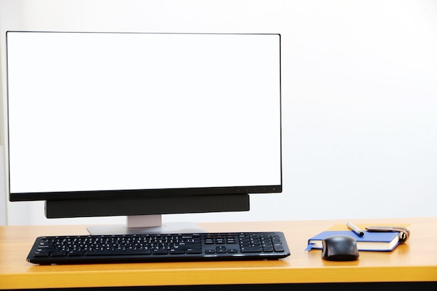Tela computador, ligado, escrivaninha negócio | Foto Premium