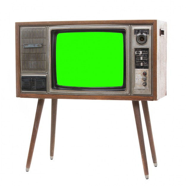 Tevê retro velha com scren verde. Foto Premium