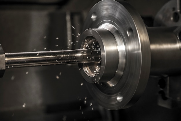Trabalho de máquina de torno de indústria Foto Premium