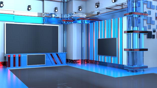 3d Virtual News Studio Hintergrund 3d Illustration Premium Foto