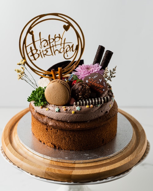 Alles Gute Zum Geburtstag Auf Schokoladenkuchen Premium Foto
