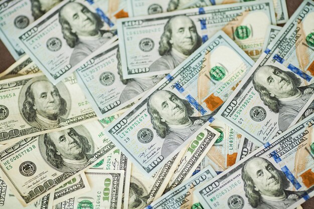 Amerikanische geldhintergrundrechnungen von 100 amerikanischen dollar Premium Fotos
