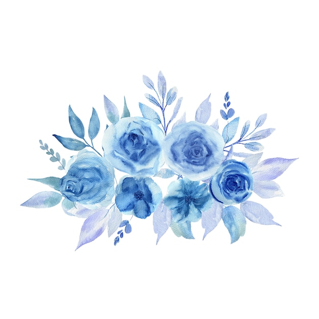 Aquarellillustration Der Blauen Blumen Premium Foto