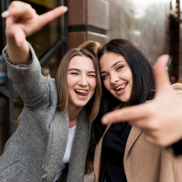 Beste Freunde Posieren Auf Lustige Weise Kostenlose Foto