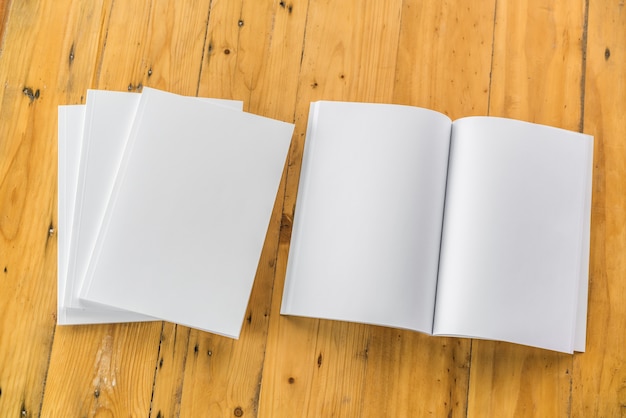 Blank Katalog Zeitschriften Buch Mock Up Auf Holz Hintergrund