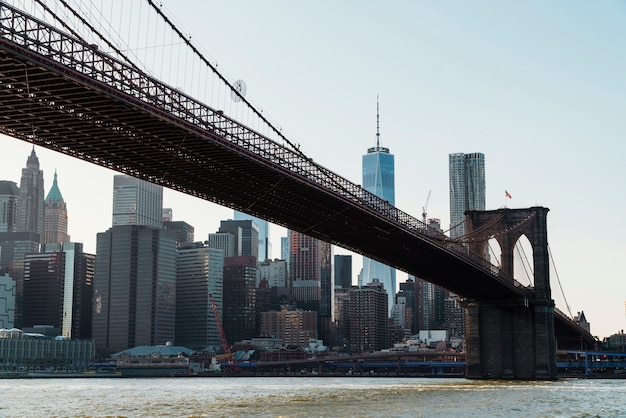 Brooklyn Brucke Uber East River In New York Premium Foto