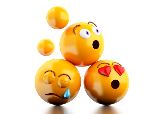 Emojis 3d ikonen mit gesichtsausdrücken. Premium Fotos