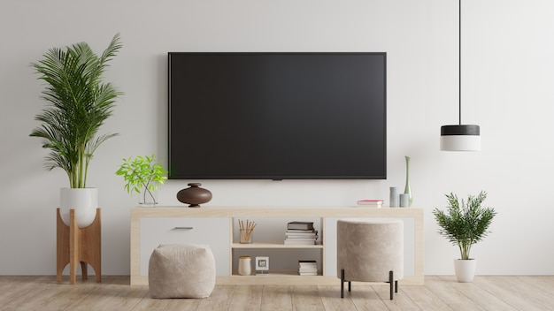 Fernseher An Wand Und Schrank Wohnzimmer Premium Foto