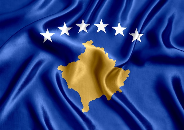 Flagge Des Kosovo Seidennahaufnahme Hintergrunds Premium Foto