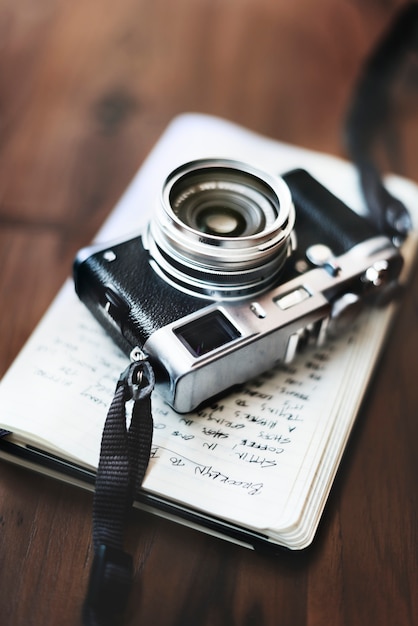 Foto-kamera-altes fotografie-hobby-konzept Premium Fotos