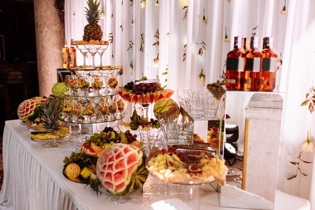 Premium Foto Frische Exotische Organische Fruchte Leichte Snacks In Einem Teller Auf Einem Buffettisch Verschiedene Kleine Kostlichkeiten Und Snacks Essen Im Restaurant Bei Veranstaltungen Verzierter Kostlicher Tisch Fur Gute Sachen Einer Party