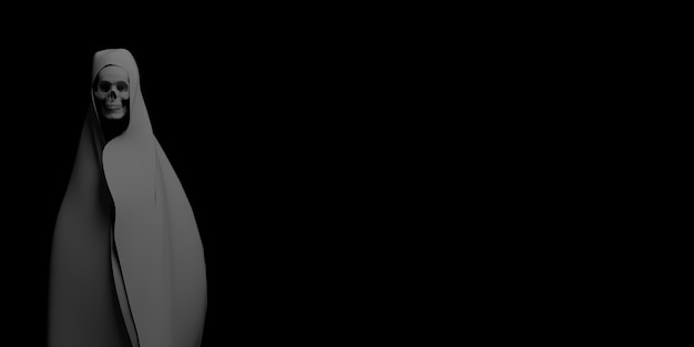 Geist auf schwarzem hintergrund. apokalypse und hölle konzept. 3d-rendering Premium Fotos