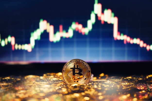 Gold bitcoins (btc), ein neues virtuelles geldkonzept, ist eine blockchain-technologie zur verwendung in kryptowährungen für finanztransaktionen in der welt Premium Fotos