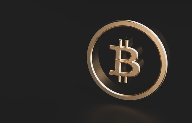 Goldene Bitcoin Digitale Wahrung Mit Kopierraum Futuristisches Digitales Geld 3d Symbol Premium Foto