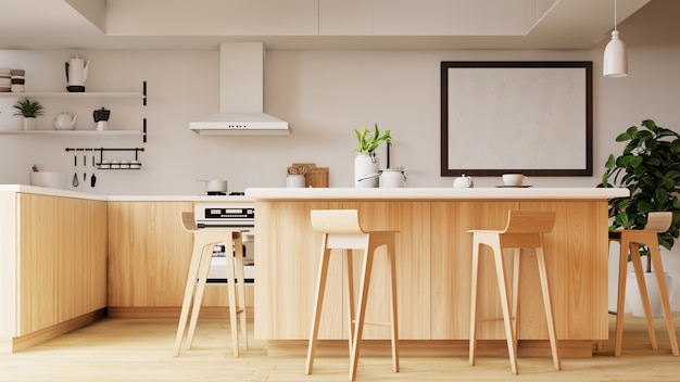 Innenküche. 3d-rendering. Premium Fotos