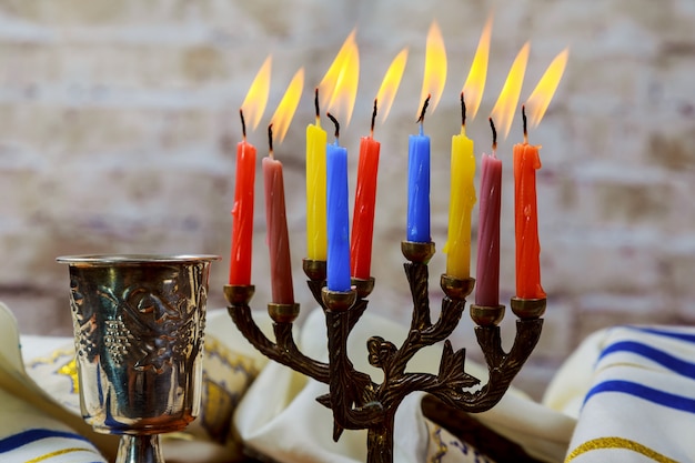 Judische Feiertag Hannukah Symbole Menora Premium Foto