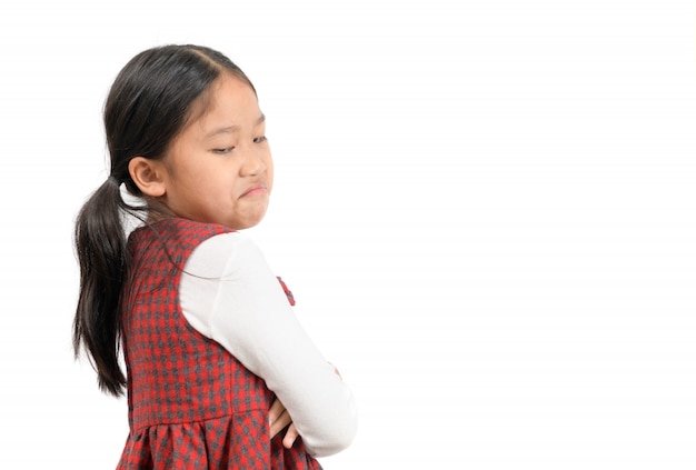 Kid Asiatischen Madchen Gesichtsausdruck Neid Eifersuchtig Isoliert Premium Foto
