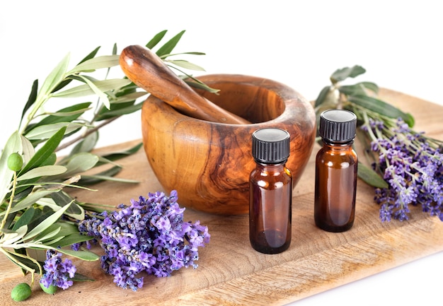 Lavendel und ätherische öle Premium Fotos
