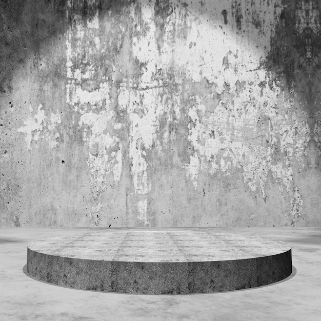 Leeres podium der anzeige 3d im schmutzbetonraum Kostenlose Fotos