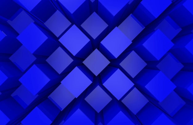Moderne abstrakte gelegentliche blaue quadratische würfelkastenstangenstapelwanddesign-kunstwand Premium Fotos