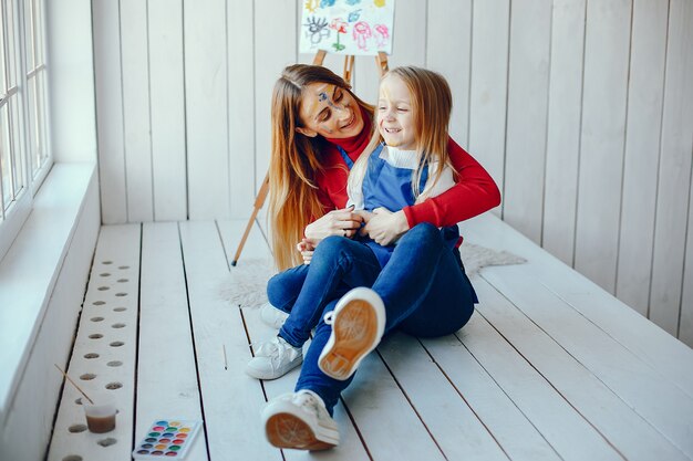 Mutter und tochter zeichnen | Kostenlose Foto